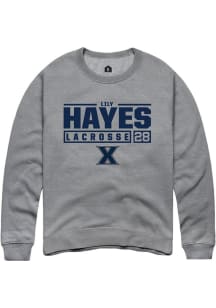 Lily Hayes  Rally Xavier Musketeers Mens Graphite NIL Stacked Box Long Sleeve Crew Sweatshirt