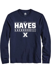 Lily Hayes  Xavier Musketeers Navy Blue Rally NIL Stacked Box Long Sleeve T Shirt