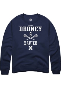 Megan Droney  Rally Xavier Musketeers Mens Navy Blue NIL Sport Icon Long Sleeve Crew Sweatshirt