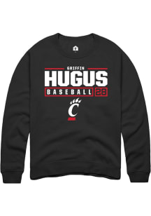 Griffin Hugus  Rally Cincinnati Bearcats Mens Black NIL Stacked Box Long Sleeve Crew Sweatshirt