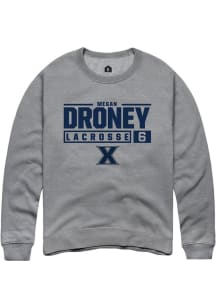 Megan Droney  Rally Xavier Musketeers Mens Graphite NIL Stacked Box Long Sleeve Crew Sweatshirt