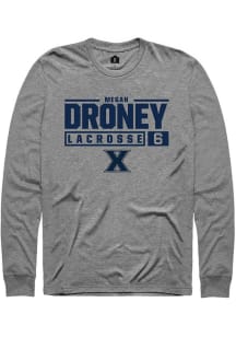 Megan Droney  Xavier Musketeers Graphite Rally NIL Stacked Box Long Sleeve T Shirt