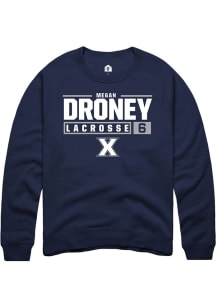 Megan Droney  Rally Xavier Musketeers Mens Navy Blue NIL Stacked Box Long Sleeve Crew Sweatshirt