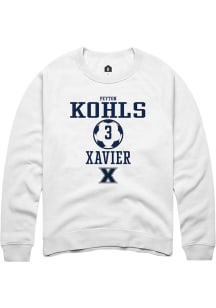 Peyton Kohls  Rally Xavier Musketeers Mens White NIL Sport Icon Long Sleeve Crew Sweatshirt