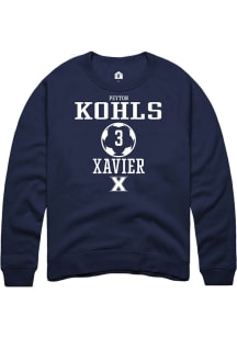 Peyton Kohls  Rally Xavier Musketeers Mens Navy Blue NIL Sport Icon Long Sleeve Crew Sweatshirt