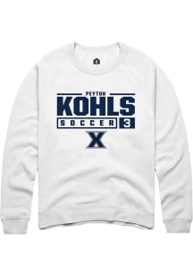 Peyton Kohls  Rally Xavier Musketeers Mens White NIL Stacked Box Long Sleeve Crew Sweatshirt