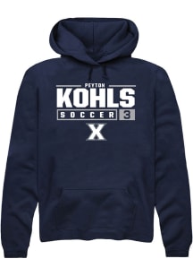 Peyton Kohls  Rally Xavier Musketeers Mens Navy Blue NIL Stacked Box Long Sleeve Hoodie