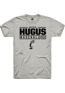 Griffin Hugus  Cincinnati Bearcats Ash Rally NIL Stacked Box Short Sleeve T Shirt