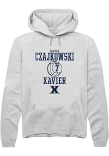 Elouise Czajkowski  Rally Xavier Musketeers Mens White NIL Sport Icon Long Sleeve Hoodie