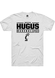 Griffin Hugus  Cincinnati Bearcats White Rally NIL Stacked Box Short Sleeve T Shirt