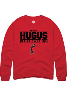 Griffin Hugus  Rally Cincinnati Bearcats Mens Red NIL Stacked Box Long Sleeve Crew Sweatshirt