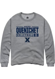 Karissa Quenichet  Rally Xavier Musketeers Mens Grey NIL Stacked Box Long Sleeve Crew Sweatshirt