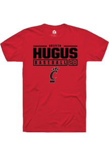 Griffin Hugus  Cincinnati Bearcats Red Rally NIL Stacked Box Short Sleeve T Shirt