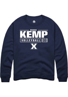 Margo Kemp  Rally Xavier Musketeers Mens Navy Blue NIL Stacked Box Long Sleeve Crew Sweatshirt