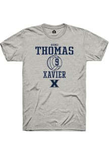 Quinci Thomas  Xavier Musketeers Ash Rally NIL Sport Icon Short Sleeve T Shirt