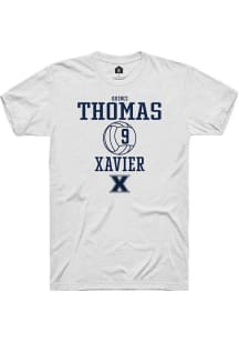 Quinci Thomas  Xavier Musketeers White Rally NIL Sport Icon Short Sleeve T Shirt