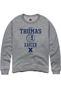 Quinci Thomas  Rally Xavier Musketeers Mens Graphite NIL Sport Icon Long Sleeve Crew Sweatshirt