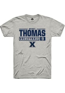 Quinci Thomas  Xavier Musketeers Ash Rally NIL Stacked Box Short Sleeve T Shirt