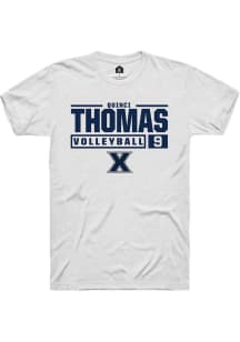 Quinci Thomas  Xavier Musketeers White Rally NIL Stacked Box Short Sleeve T Shirt