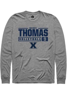 Quinci Thomas  Xavier Musketeers Graphite Rally NIL Stacked Box Long Sleeve T Shirt