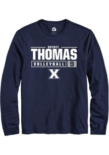 Quinci Thomas  Xavier Musketeers Navy Blue Rally NIL Stacked Box Long Sleeve T Shirt