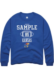Jarred Sample  Rally Kansas Jayhawks Mens Blue NIL Sport Icon Long Sleeve Crew Sweatshirt