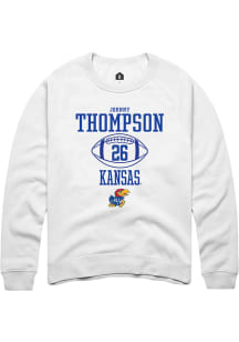 Johnny Thompson  Rally Kansas Jayhawks Mens White NIL Sport Icon Long Sleeve Crew Sweatshirt