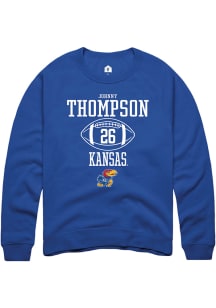 Johnny Thompson  Rally Kansas Jayhawks Mens Blue NIL Sport Icon Long Sleeve Crew Sweatshirt