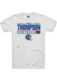 Johnny Thompson  Kansas Jayhawks White Rally NIL Stacked Box Short Sleeve T Shirt