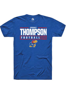 Johnny Thompson  Kansas Jayhawks Blue Rally NIL Stacked Box Short Sleeve T Shirt