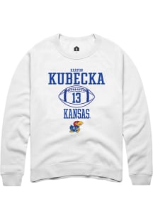 Keaton Kubecka  Rally Kansas Jayhawks Mens White NIL Sport Icon Long Sleeve Crew Sweatshirt