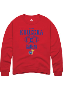Keaton Kubecka  Rally Kansas Jayhawks Mens Red NIL Sport Icon Long Sleeve Crew Sweatshirt