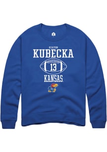 Keaton Kubecka  Rally Kansas Jayhawks Mens Blue NIL Sport Icon Long Sleeve Crew Sweatshirt