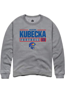 Keaton Kubecka  Rally Kansas Jayhawks Mens Graphite NIL Stacked Box Long Sleeve Crew Sweatshirt
