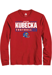 Keaton Kubecka  Kansas Jayhawks Red Rally NIL Stacked Box Long Sleeve T Shirt