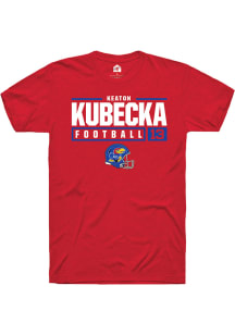 Keaton Kubecka  Kansas Jayhawks Red Rally NIL Stacked Box Short Sleeve T Shirt