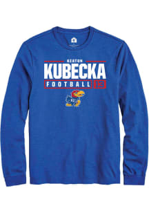 Keaton Kubecka  Kansas Jayhawks Blue Rally NIL Stacked Box Long Sleeve T Shirt