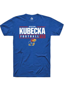 Keaton Kubecka  Kansas Jayhawks Blue Rally NIL Stacked Box Short Sleeve T Shirt
