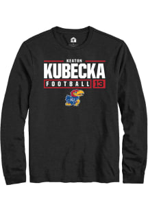 Keaton Kubecka  Kansas Jayhawks Black Rally NIL Stacked Box Long Sleeve T Shirt