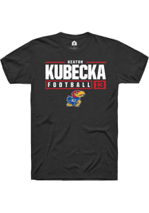 Keaton Kubecka  Kansas Jayhawks Black Rally NIL Stacked Box Short Sleeve T Shirt
