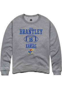 Logan Brantley  Rally Kansas Jayhawks Mens Grey NIL Sport Icon Long Sleeve Crew Sweatshirt