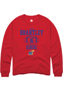 Logan Brantley  Rally Kansas Jayhawks Mens Red NIL Sport Icon Long Sleeve Crew Sweatshirt