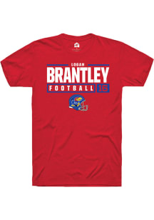 Logan Brantley  Kansas Jayhawks Red Rally NIL Stacked Box Short Sleeve T Shirt