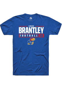 Logan Brantley  Kansas Jayhawks Blue Rally NIL Stacked Box Short Sleeve T Shirt