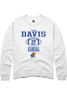 Taylor Davis  Rally Kansas Jayhawks Mens White NIL Sport Icon Long Sleeve Crew Sweatshirt