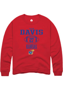 Taylor Davis  Rally Kansas Jayhawks Mens Red NIL Sport Icon Long Sleeve Crew Sweatshirt