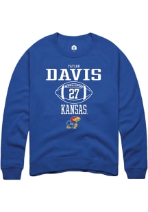 Taylor Davis  Rally Kansas Jayhawks Mens Blue NIL Sport Icon Long Sleeve Crew Sweatshirt