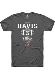 Taylor Davis  Kansas Jayhawks Dark Grey Rally NIL Sport Icon Short Sleeve T Shirt