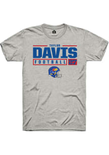Taylor Davis  Kansas Jayhawks Grey Rally NIL Stacked Box Short Sleeve T Shirt
