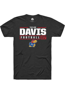 Taylor Davis  Kansas Jayhawks Black Rally NIL Stacked Box Short Sleeve T Shirt